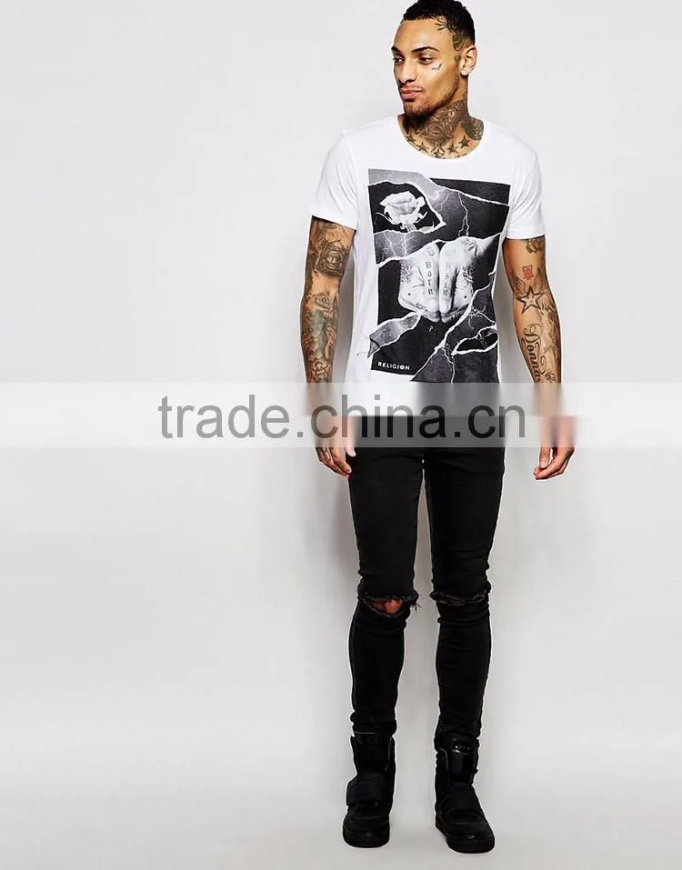 Guangzhou Shandao New Arrival Men 180g 95% Cotton 5% Spandex Summer Short Sleeve T Shirt Tattoo