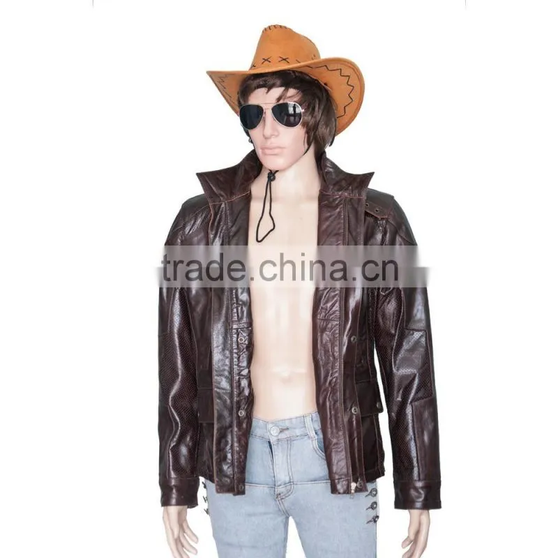 HIGH QUALITY SLIMFIT MEN BROWN RETRO LEATHER JACKET