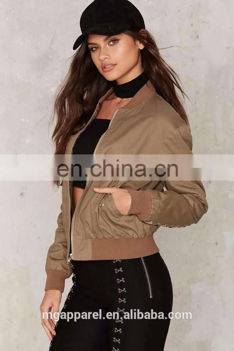 New design plain cotton bomber jackets for women wholesale