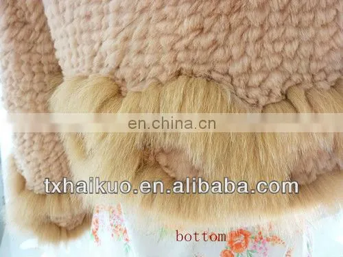 2013 ladies fashion style knitting rabbit fur jacket with fox fur collar