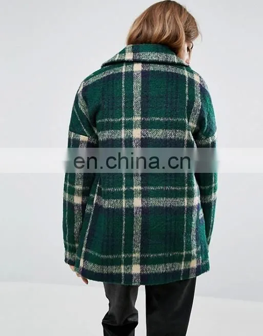 2017 New Design Hot Sale Woman's Oversized Check Coat