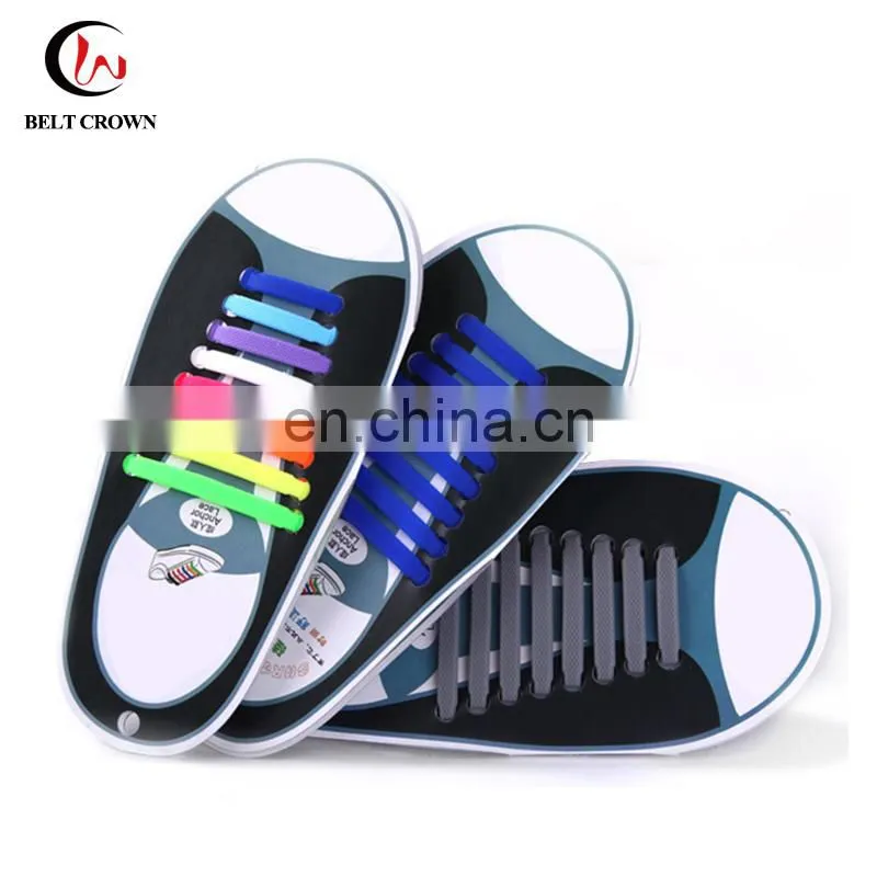 Custom high quality lazy elastic silicone no tie shoelace
