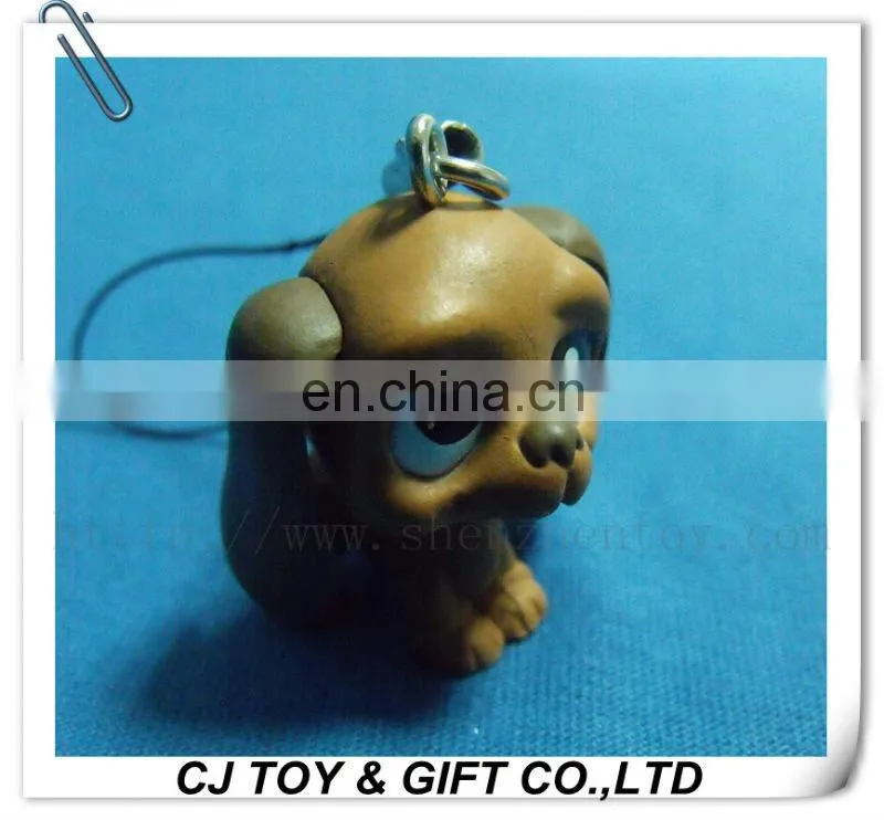 lovely dog plastic figure for keychian