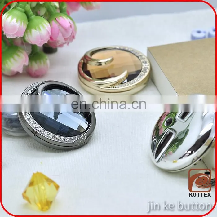 2017 Year Jewelry Crystal Rhinestone High Fashion Gunmetal Or Gold Plating Color Big Metal Alloy Button Has Down Hole, For Woman