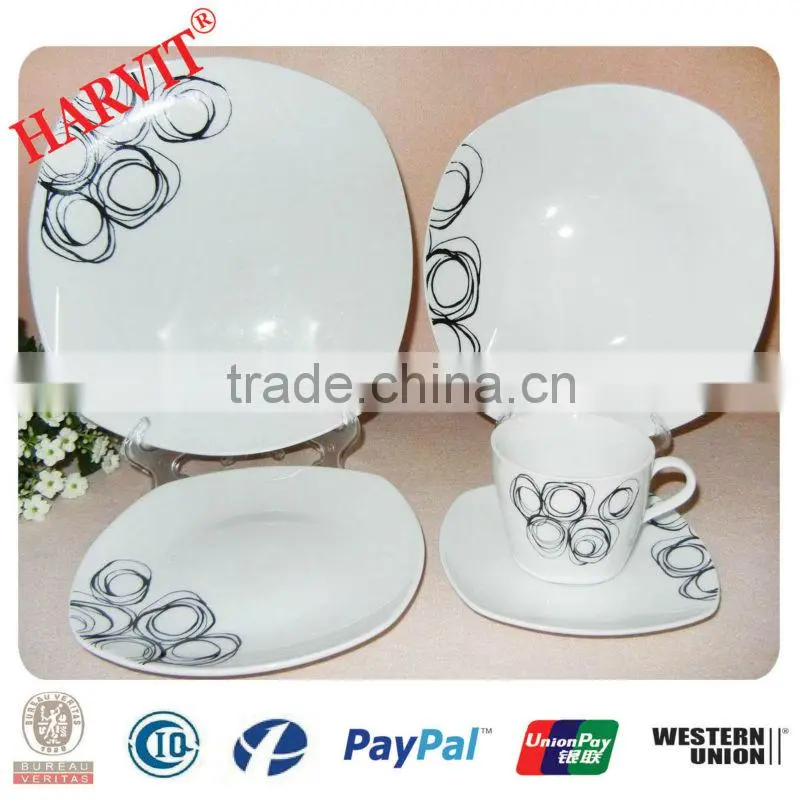 20pcs square shape english porcelain dinner set