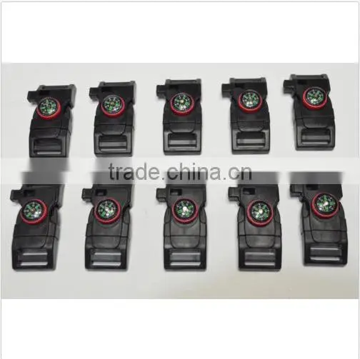 (10 Pack) Paracord Buckle Clasps w/ Whistle Compass Flint Fire Starter Bracelets