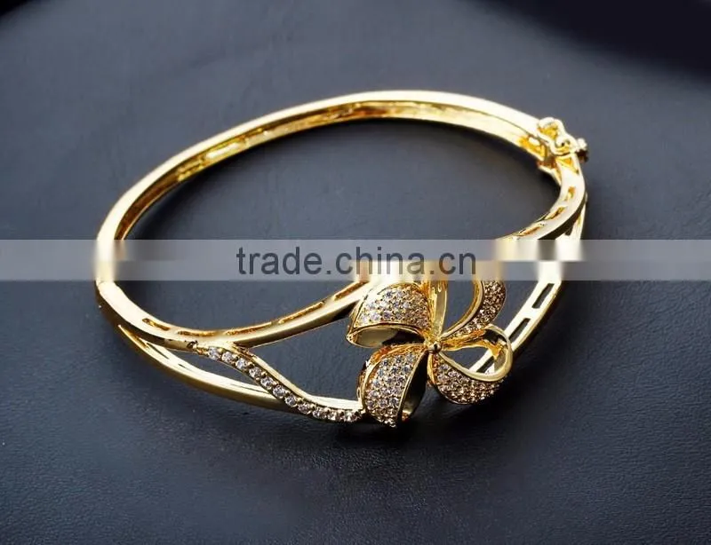 New Chinese Style Jewelry Windmill Shape Best Gift for Women 18K Gold Plated Bangle