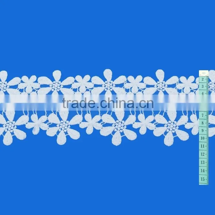 Manufacturer wholesale hot cotton guipure embroidery lace triming stripe shape eyelash lace trim