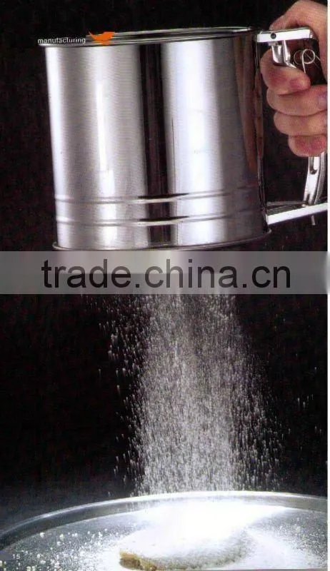 Durability passing FDA 9.8* 11 cm hand pressing stainless steel flour sifter with 1 lays meshes 001D