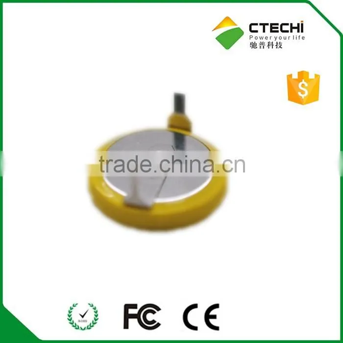 rechargeable 3V Coin cell ML2032 with solder tabs