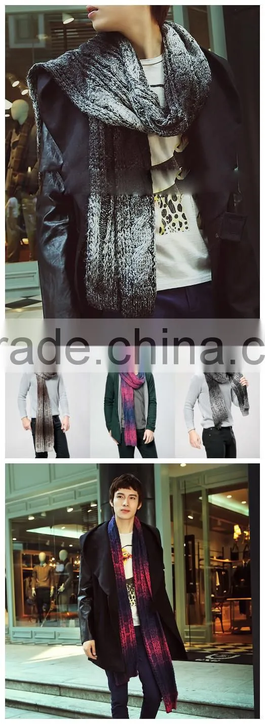 2014 Winter Latest Fashion Warm Unisex Man Women Fitted Space Dye Long Knit Scarf