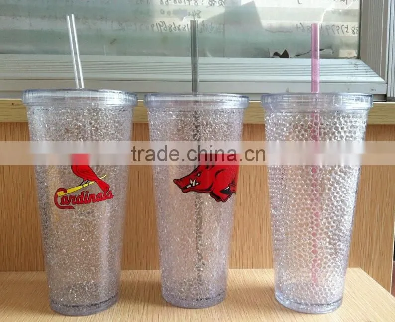 PBA free Plastic double wall insulated Ice Mugs Freezer Beer Cup with Ice Gel