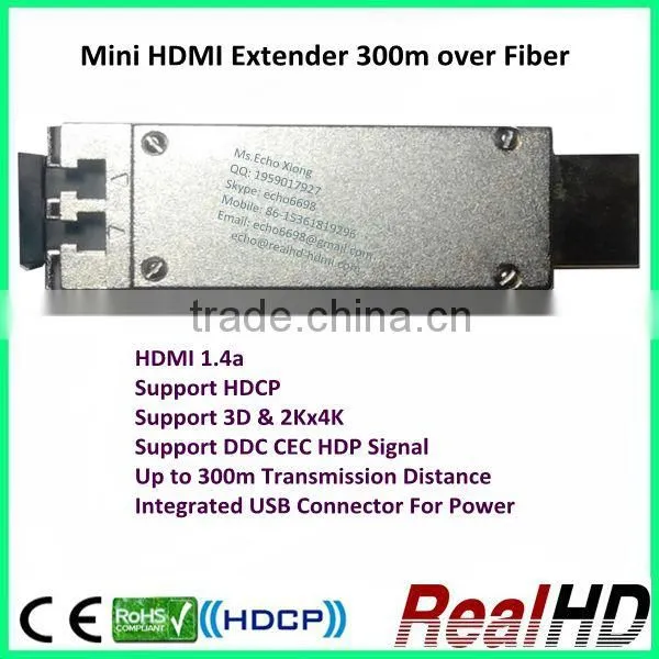 2016 Best Quality 3D 300m Mini HDMI Fiber Optic Extender With V1.4a In China