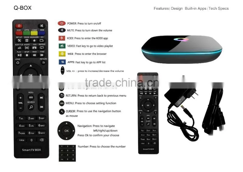 Vensmile 2016 best selling products Q box android 5.1 amlogic s905 quad core 16gb amlogic s905 tv box
