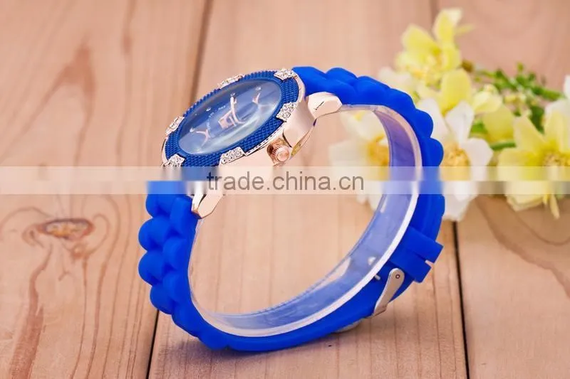 GENEVA 6 Diamond Watches Women 8 Color Silicone Strap Watch Fashion Quartz Wristwatches for Ladies Montre Femme