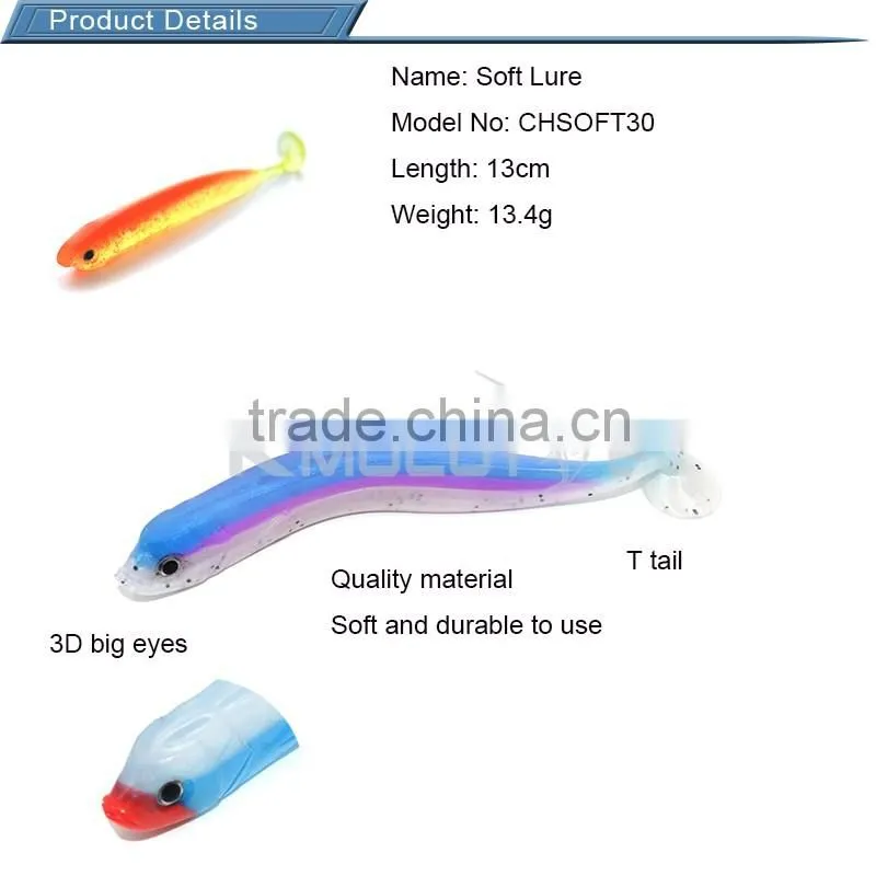 CHSOFT30 drop shipping soft fishing lure fish shape shad bait 3pcs in one bag
