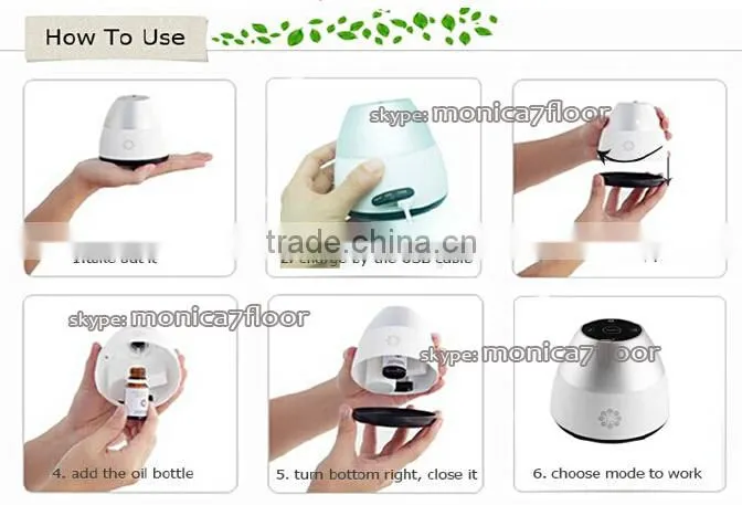 Waterless diffuser nebulizer with rechargeable battery inside essential oil diffuser