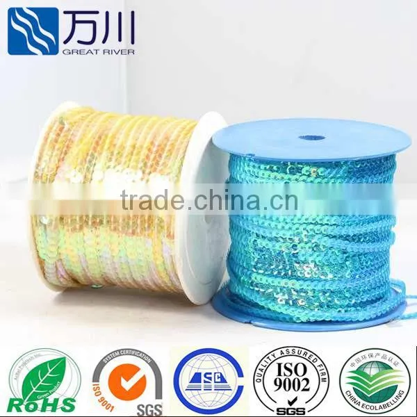 Hot pink AB color glitter sequin trimming string,wholesale PVC spangle sequin paillette for Christmas omament