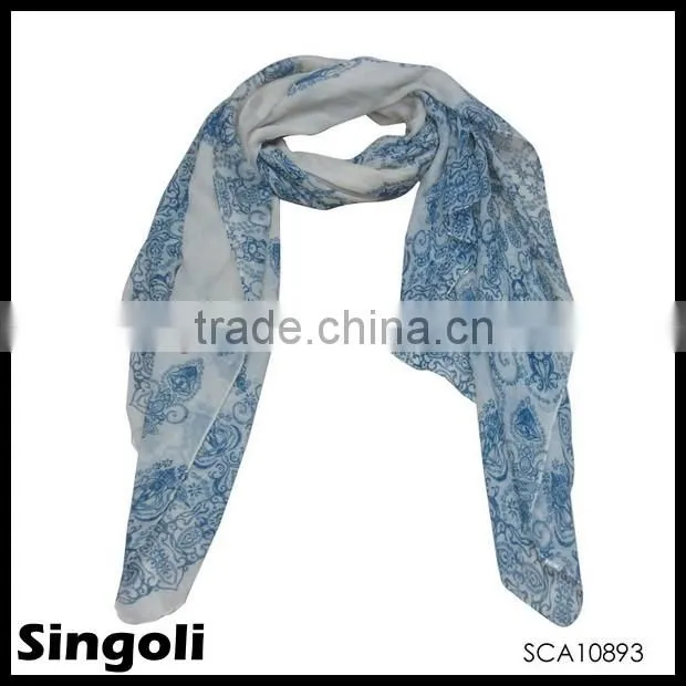 Chevron infinity scarf Wave Print Silk Cashmere Scarf