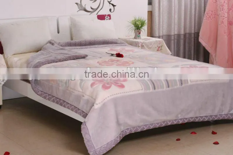 100% polyester printed and special carving raschel blanket 5kg