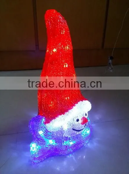 Outdoor lighted snowman Christmas Santa decorations with LED light /3D LED christmas acrylic snowman motif light