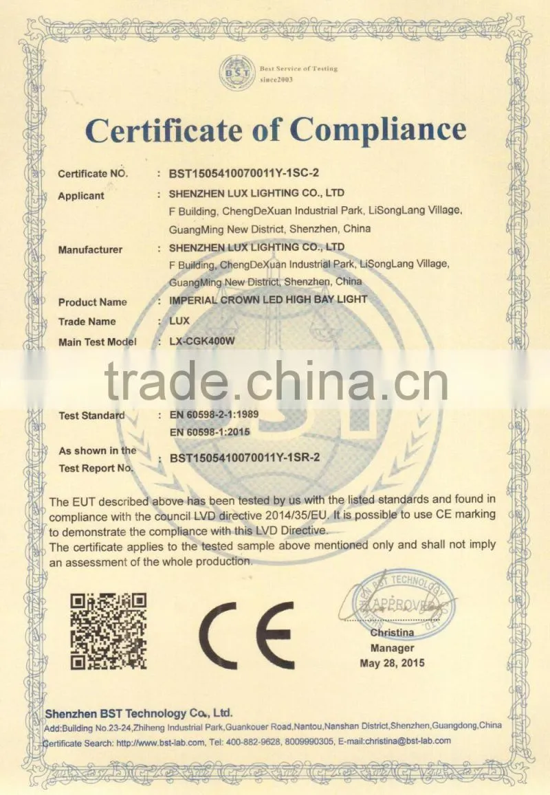 Free Lighting Design 2016 CE Rohs Approved Copper Heat Pipe Design 5 Years Warranty Meanwell Driver 300W High Bay LED Light