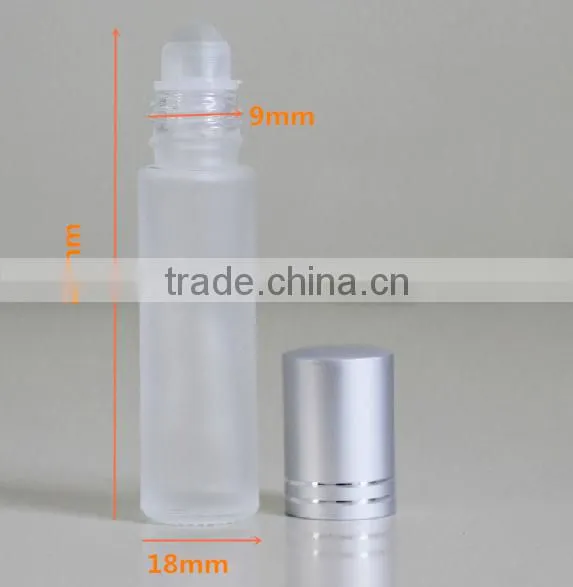 10ml empty glass roll on bottle assembly with plastic roller ball and aluiminum cap