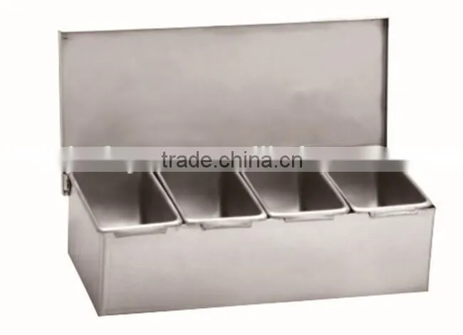 Condiment dispenser with 4 compartments kitchen stainless steel wholesale spice containers