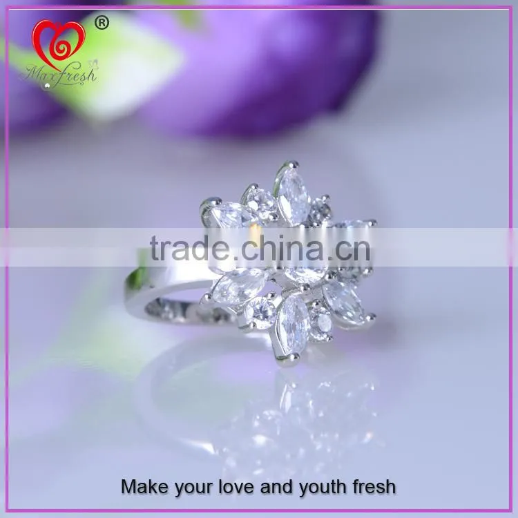 wholesale cheap new design fancy ring ladies' fancy jewelry ring white gold plated fancy ring