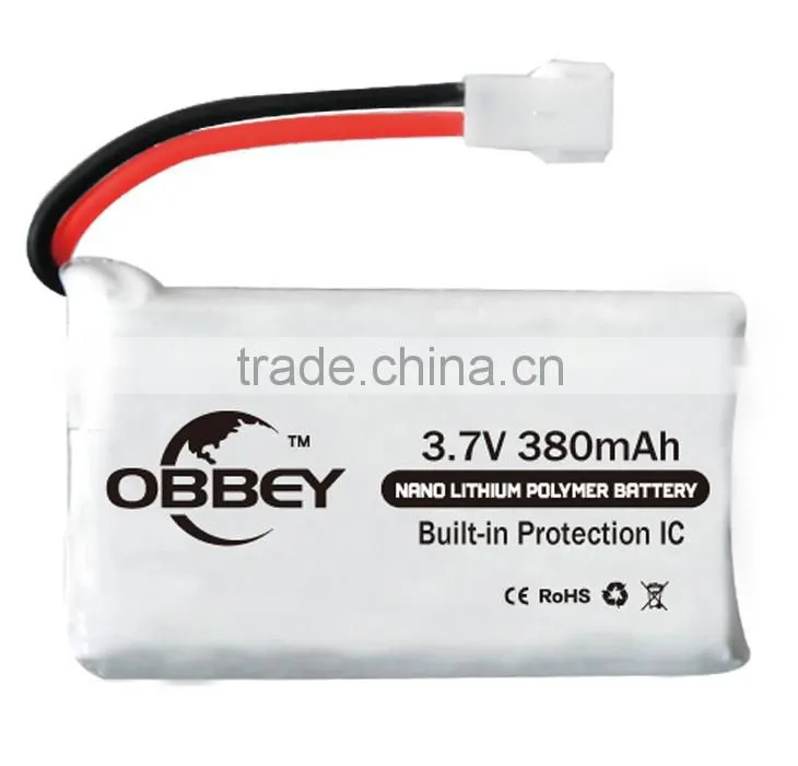 1S1P 3.7v 380mAh lithium polymer battery for RC drones