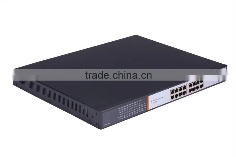 Hot selling 16 port 1000M Gigabit PoE Fiber switch with 2 SFP port 250W internal power