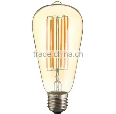 Gold tinted led filament bulb long filament ST64