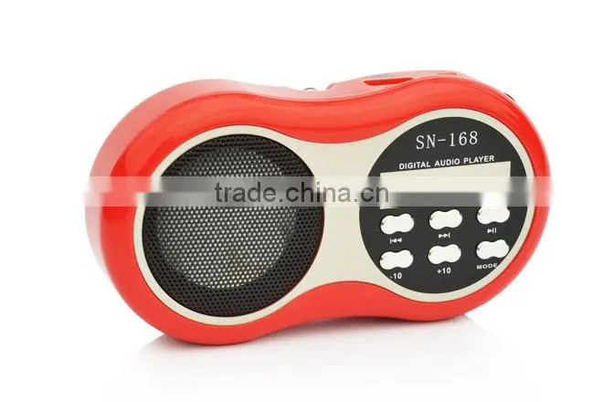 Robot-168 portable card speaker, speaker with TF/Micro SD card/USB disks,fm radio