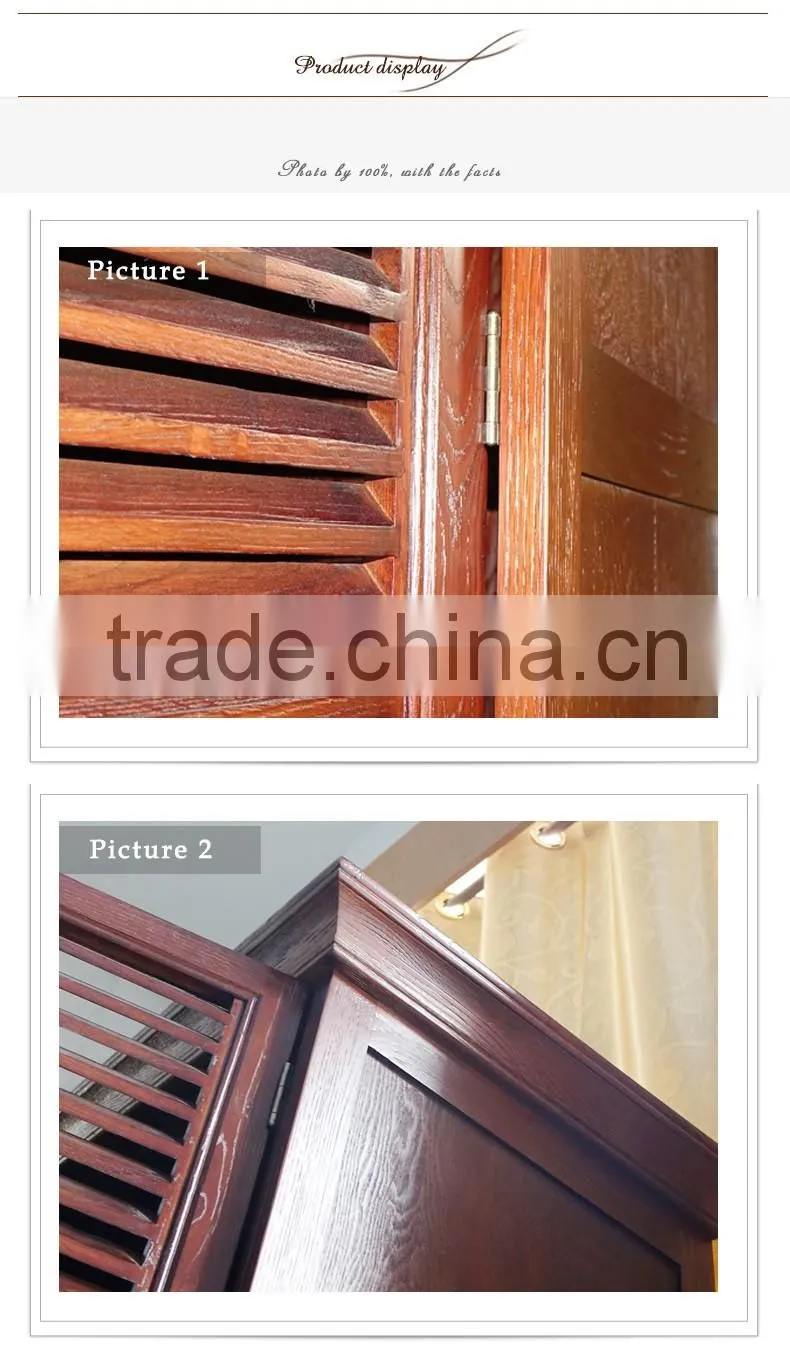 Solid Wooden Design Four Shutters Cabinet Oak Wall Wardrobes Bedroom
