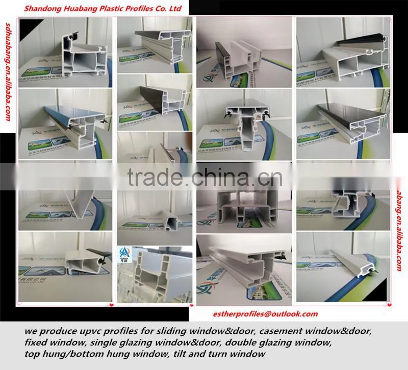 white sliding upvc profile window sash/three tracks 80mm upvc profile window/upvc plastic profile manufacture