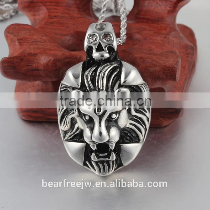 Lion King Tribal Biker Mens Stainless Steel Necklace Pendant Silver 24 inch Chain