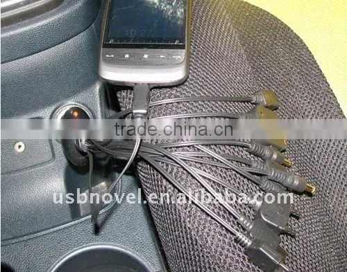 10 in 1 Universal USB Charger Cable Car charger& Travel charger for mobile phone, MP3 MP4