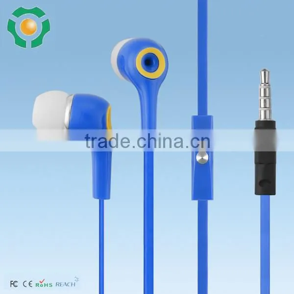 Colorful cute earphones braided fabric cord earphone, 3.5mm shoelace stereo earphone