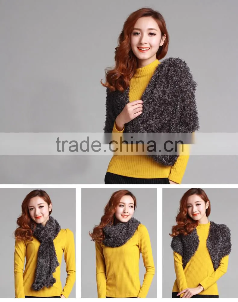 Top Trendy Women Winter Charcoal Fiber Soft Magic Scarf Woolly Knit Scarf Shawl Wrap