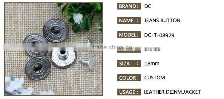 Round Shape custom jeans buttons for apparel button maker