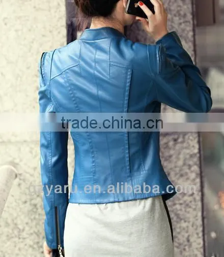 Korean Office Lady PU Leather Jacket Design