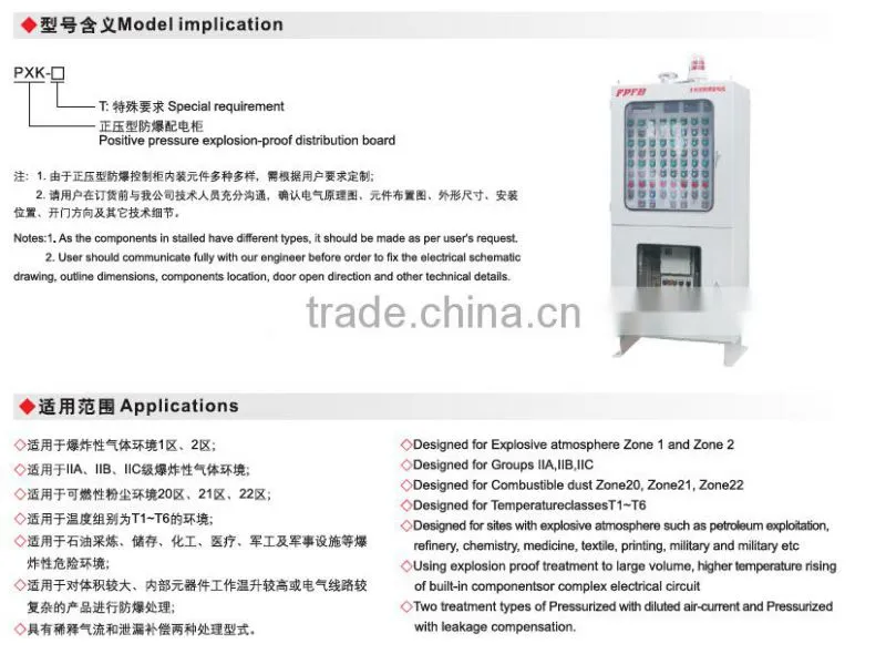 Positive pressure explosion proof distribution board AC220V long life