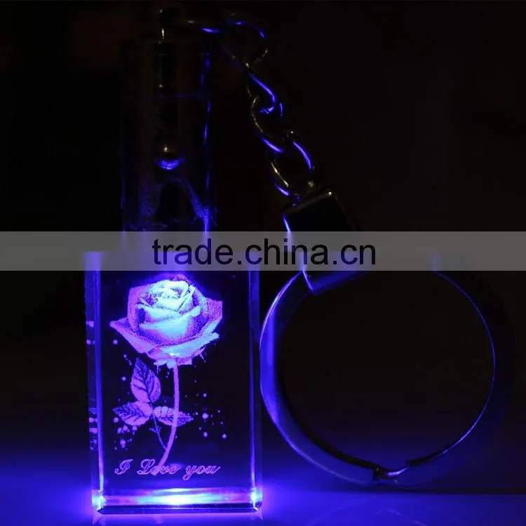 custom cheap clear crystal glass emoji led reflective keychain