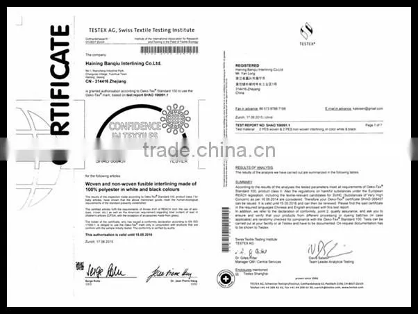nonwoven fusible interlining fabric/entretela/fusing interfacing for shirt