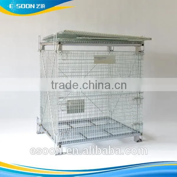 Big volume Metal container box pallet cargo cage with cover