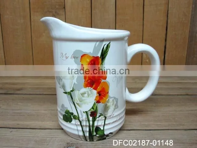 Hot Sell Decal Printed Ceramic Milk Pitcher
