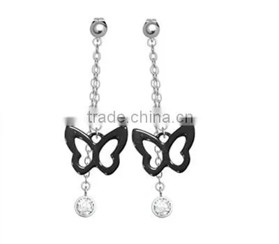 Newest design Black ceramic jewelry butterfly dangle earrings for women wholesale ceramic jewelry