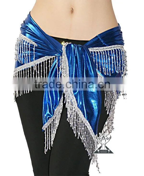 Wuchieal Golden and Silver Beaded and Tassel Belly Dance Hip Scarf QC0441
