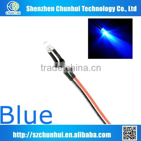 red,green,blue,white,yellow 3 mm through hole prewired led