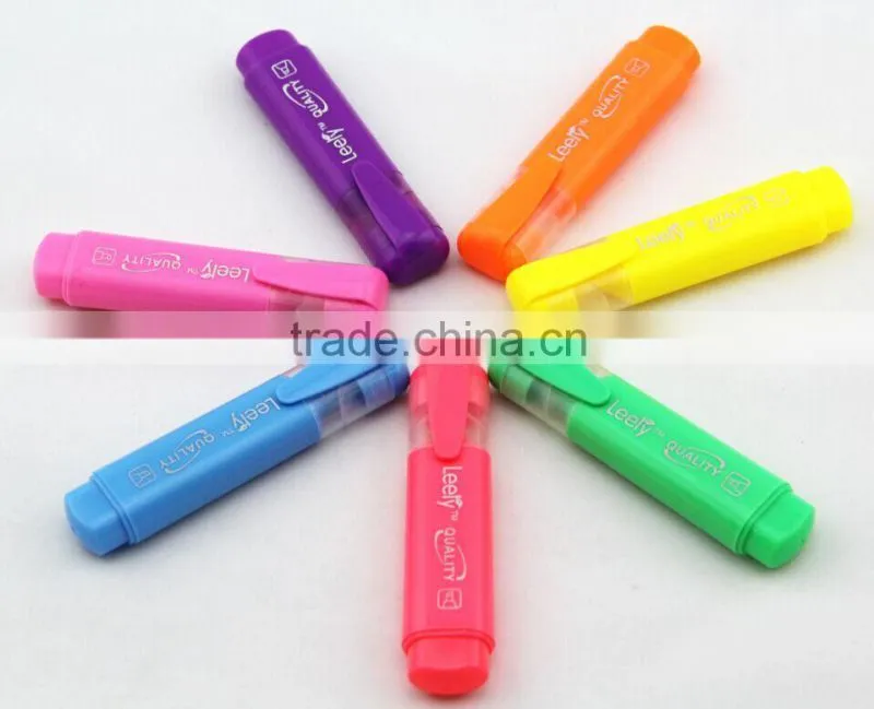 bright multi-color flat barrel highlighter pen